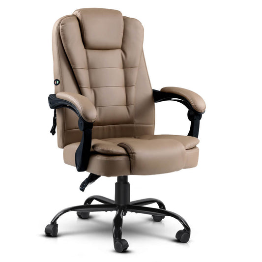 Artiss Massage Office Chair Leather Espresso