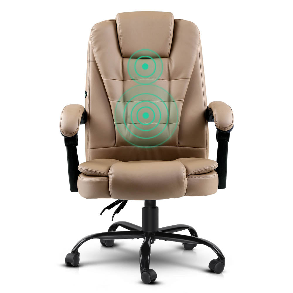 Artiss Massage Office Chair Leather Espresso