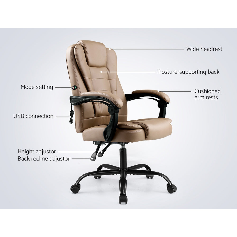 Artiss Massage Office Chair Leather Espresso