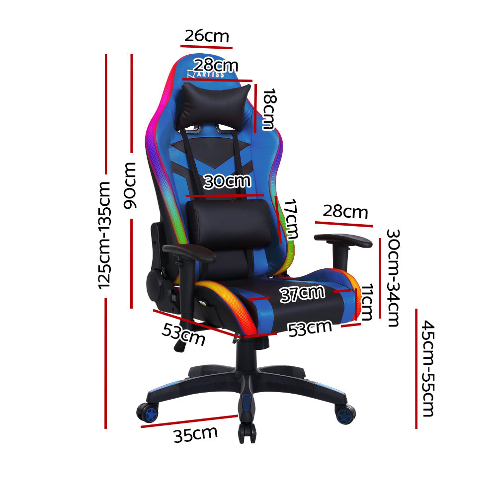 Artiss Gaming Chair Home Study Office Chair RGB LED Lights Computer Chair