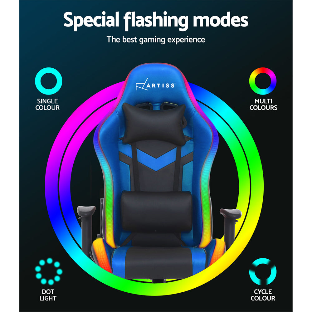 Artiss Gaming Chair Home Study Office Chair RGB LED Lights Computer Chair