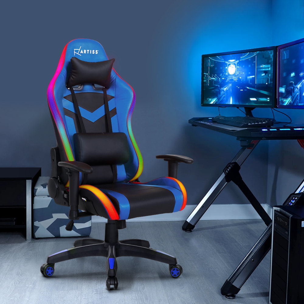 Artiss Gaming Chair Home Study Office Chair RGB LED Lights Computer Chair