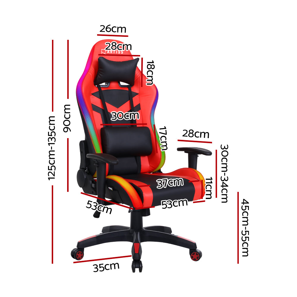 Artiss Gaming Chair Home Study Office Chair RGB LED Lights Computer Chair