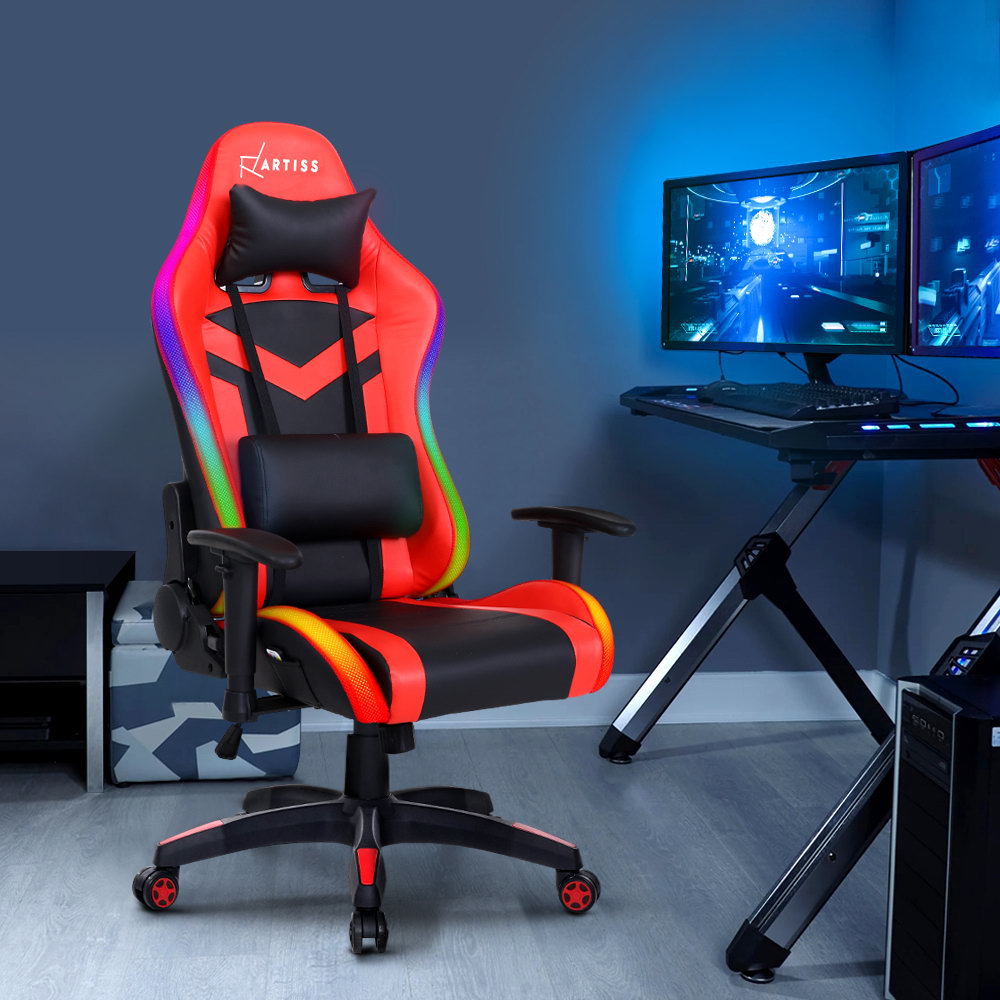 Artiss Gaming Chair Home Study Office Chair RGB LED Lights Computer Chair