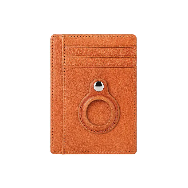 Leather AirTag Card Holder Thin Wallet with RFID Protection