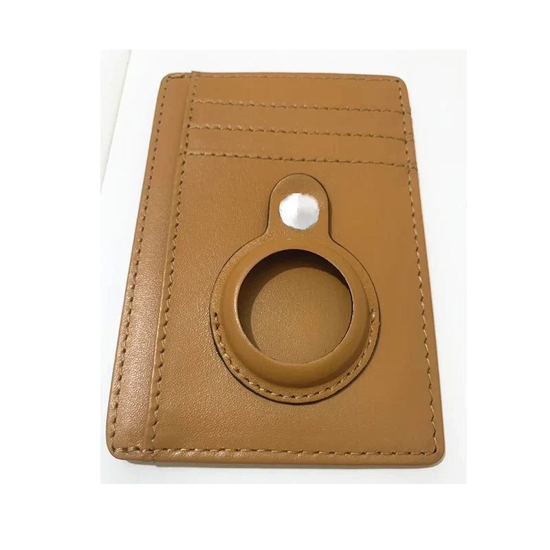 Leather AirTag Card Holder Thin Wallet with RFID Protection