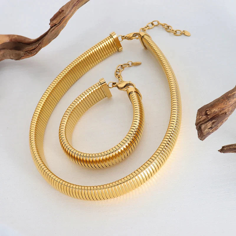 Mason 18kt Gold Plated Necklace & Bangle Set