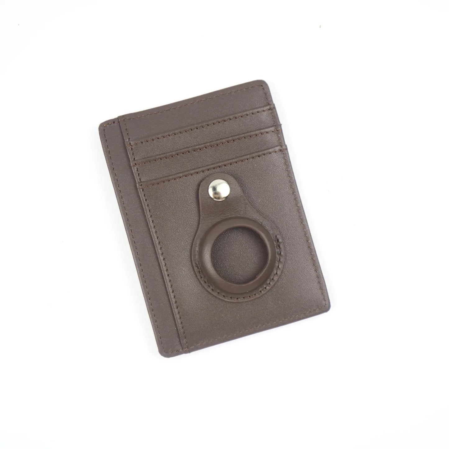 Leather AirTag Card Holder Thin Wallet with RFID Protection