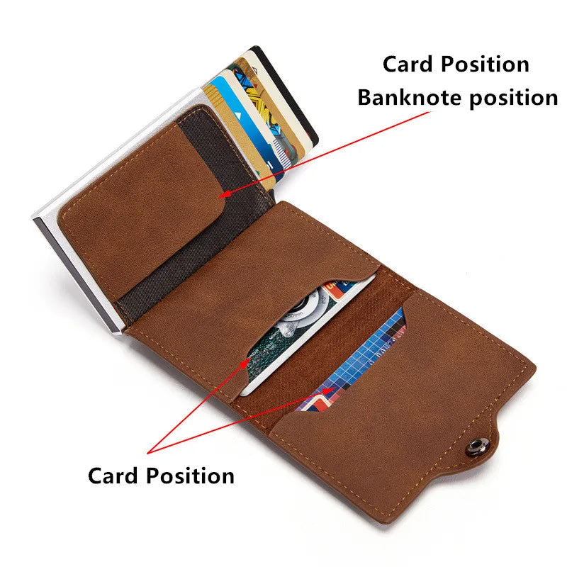 Rfid Anti-theft Swipe Credit Card Holder Genuine Leather