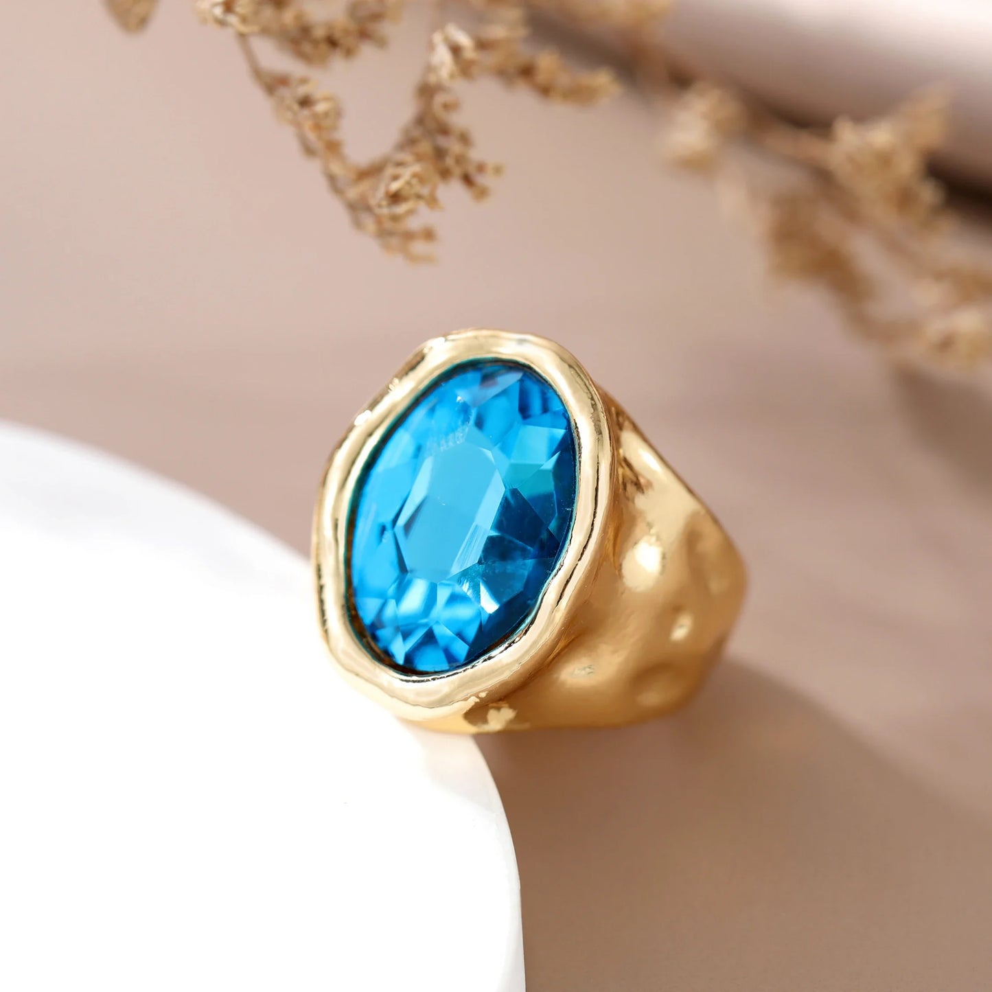 Ansley Sea Foam Limited Edition18k Plated Crystal Ring