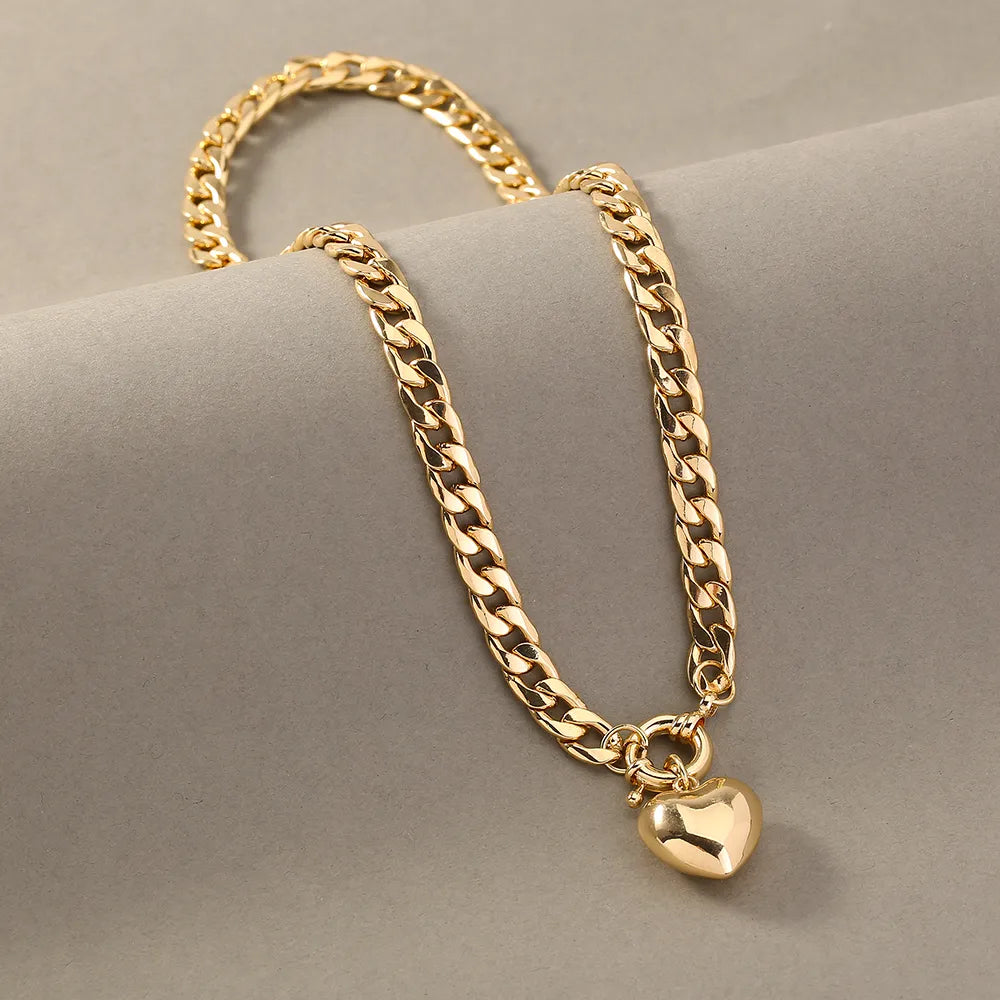 Double Layer 18kt Gold Plated Cuban Heart Necklace