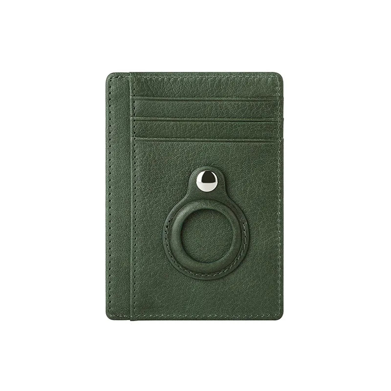 Leather AirTag Card Holder Thin Wallet with RFID Protection