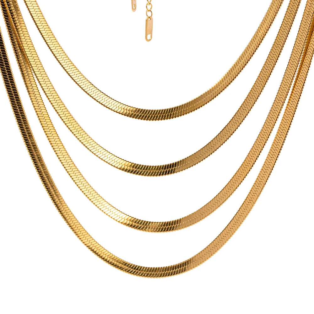 Vintage 18k Gold Plated Herringbone Snake Chain