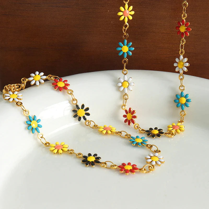 Island Flower 18k Gold Plated Necklace & Bracelet Set