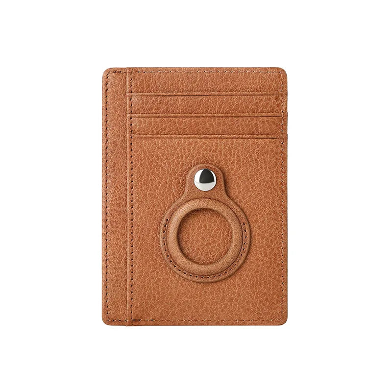 Leather AirTag Card Holder Thin Wallet with RFID Protection