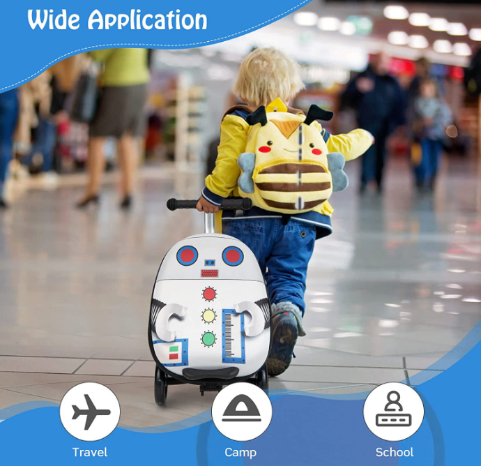 Ride-on Suitcase Scooter, 2-in-1 Carry-on Luggage & Travel Scooter