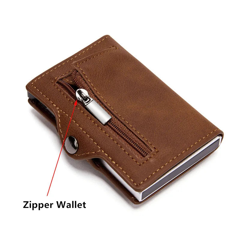 Rfid Anti-theft Swipe Credit Card Holder Genuine Leather