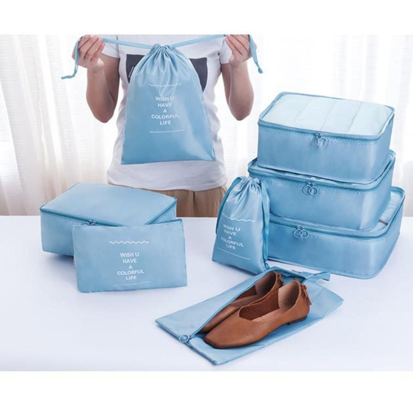 GOMINIMO 8 Set Travel Packing Cubes (Tiffany Blue) GO-PC-100-DX