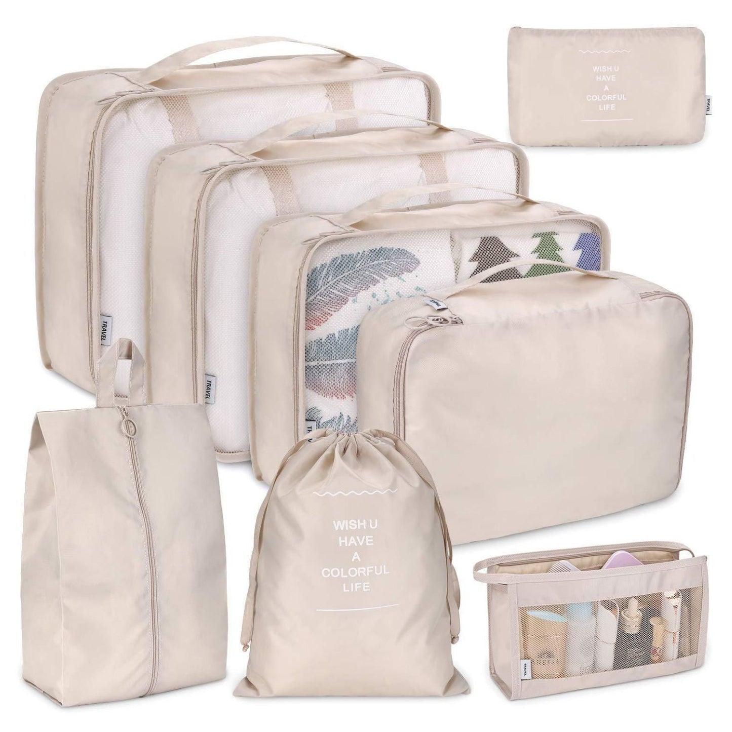 GOMINIMO 8 Set Travel Packing Cubes (Beige) GO-PC-101-DX