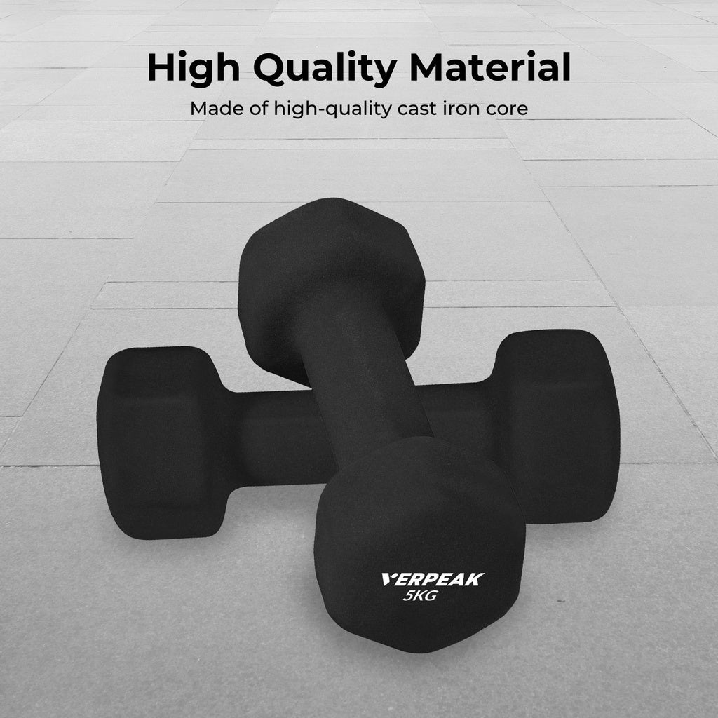 Verpeak Neoprene Dumbbell 5kg x 2 Black VP-DB-138-AC