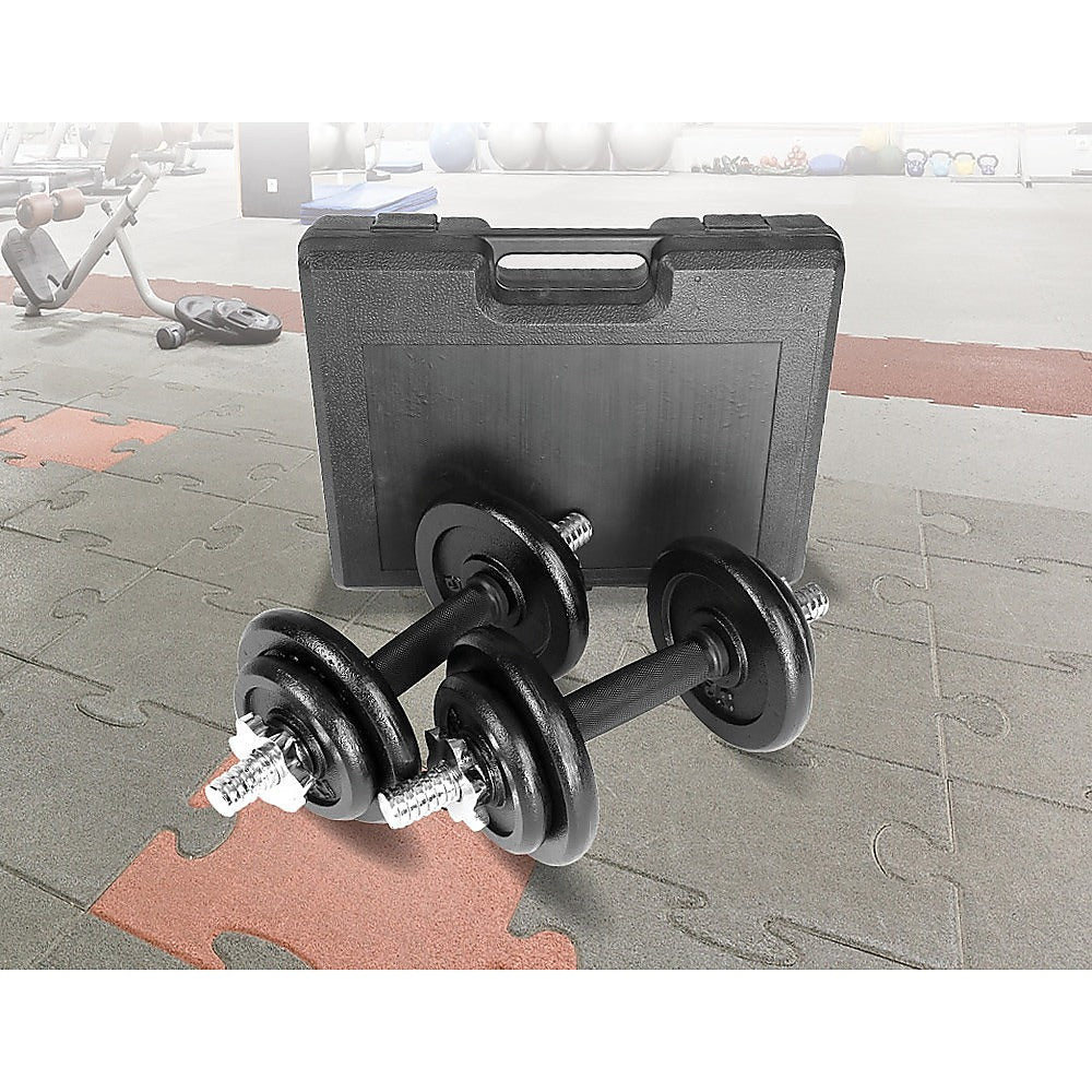 20kg Black Dumbbell Set with Carrying Case