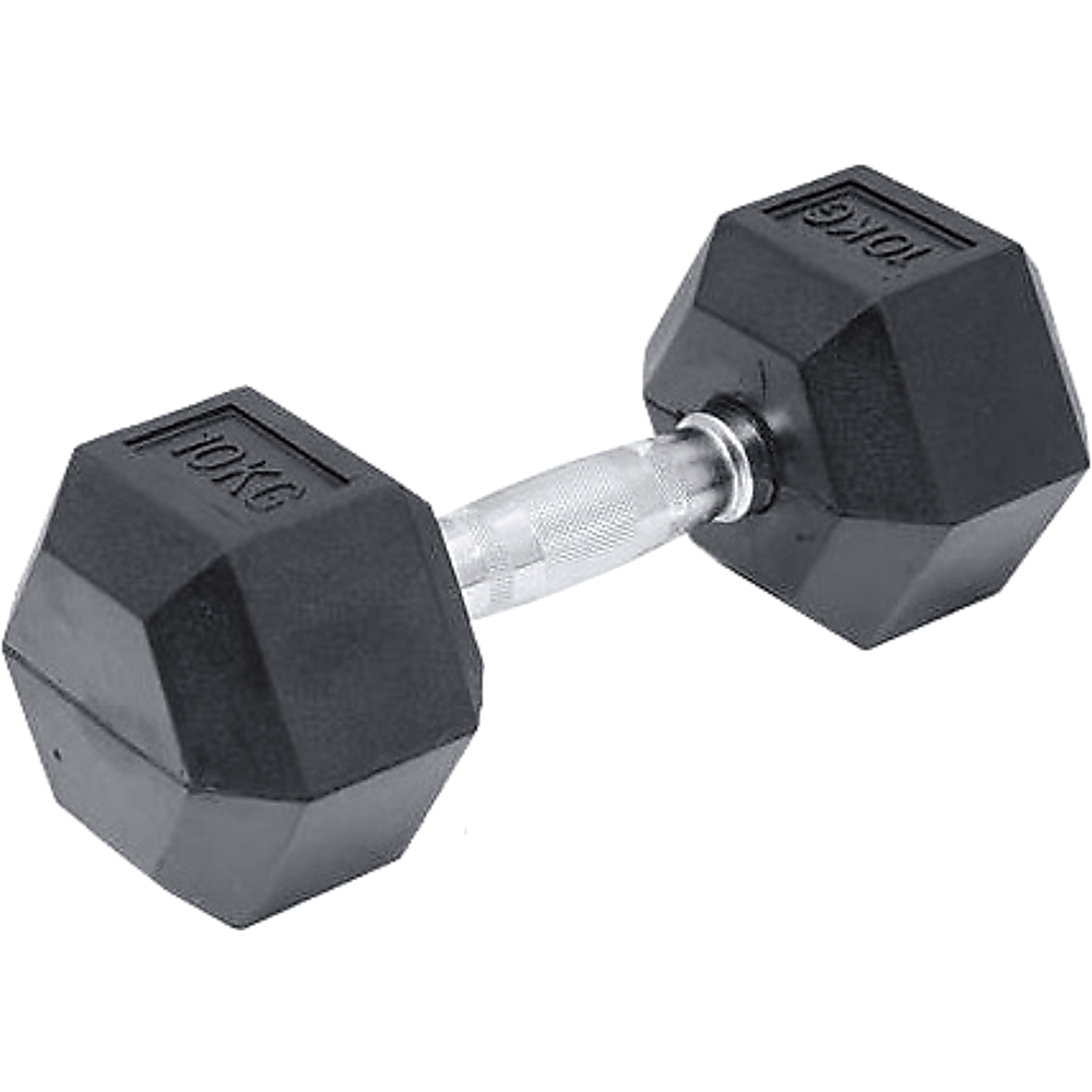 10KG Commercial Rubber Hex Dumbbell Gym Weight